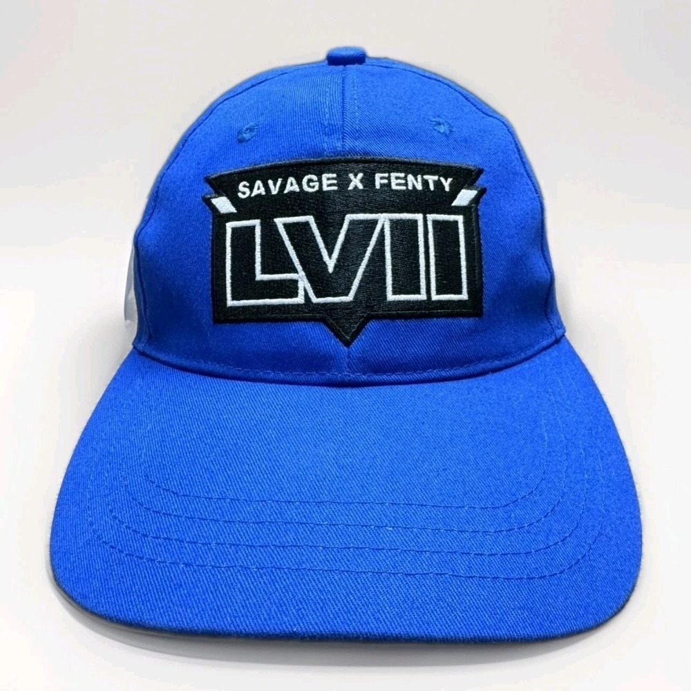 Savage X Fenty LVII Super Bowl Rihanna Blue Hook & Loop Hat NWT OS New
